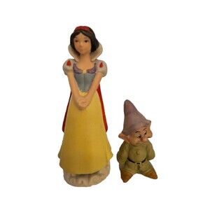 Snow White and Dopey Porcelain Bisque Figurines Vintage Made in Korea Disney